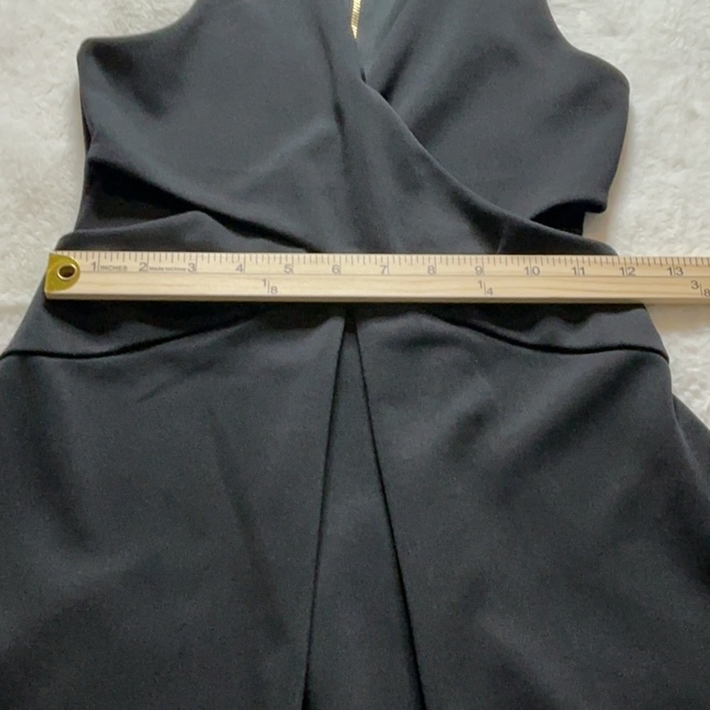 Express Black and Gold Pleated Wrap Cocktail Dress - Picture 4 of 9
